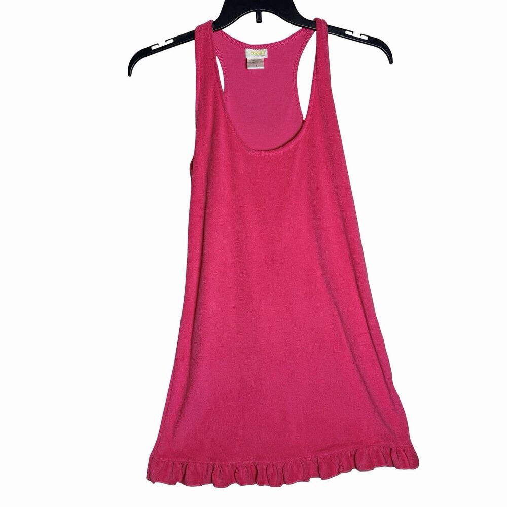 Capelli New York Pink Terry Cloth Swimsuit Cover-Up Bath Dress Sleveless Ruffle